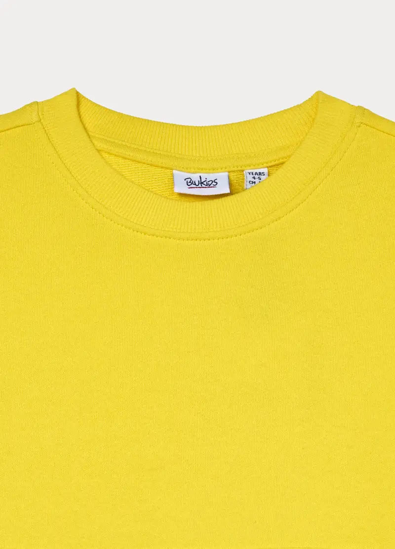 Felpa Girocollo In French Terry Di Puro Cotone Bambino, Giallo limone miniatura 3