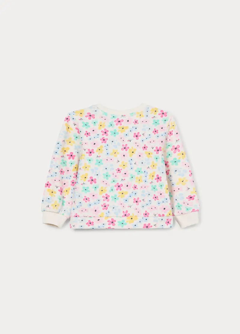 Felpa Girocollo In French Terry Di Puro Cotone Bimba, Bambina, Bianco miniatura 2