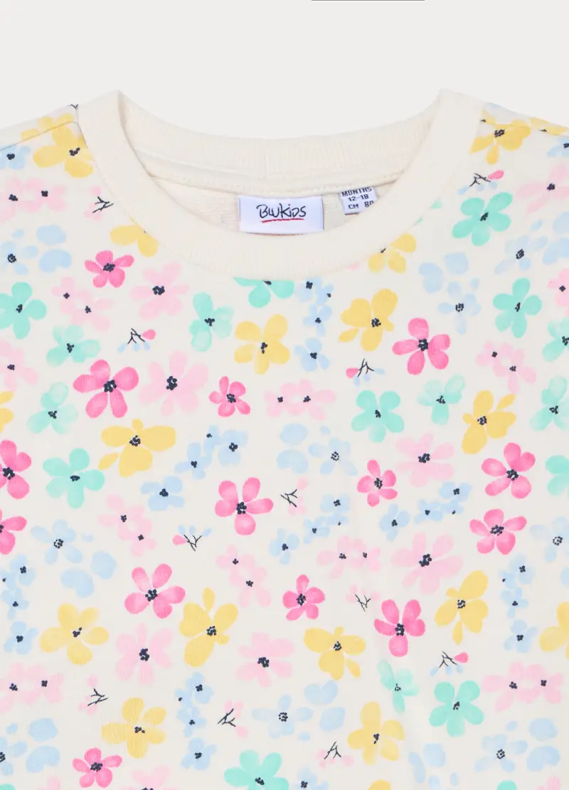 Felpa Girocollo In French Terry Di Puro Cotone Bimba, Bambina, Bianco miniatura 3