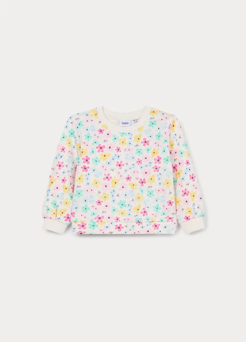 Felpa Girocollo In French Terry Di Puro Cotone Bimba, Bambina, Bianco