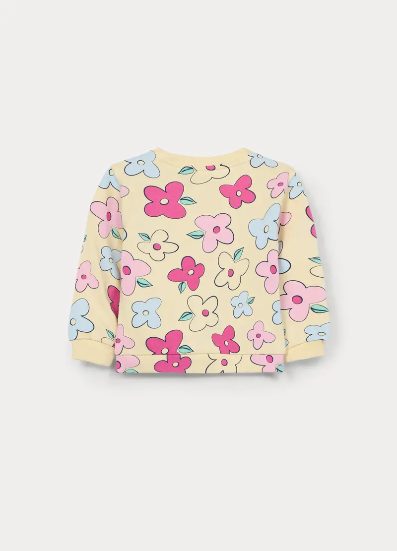 Felpa Girocollo In French Terry Di Puro Cotone Bimba, Bambina, Giallo chiaro miniatura 2