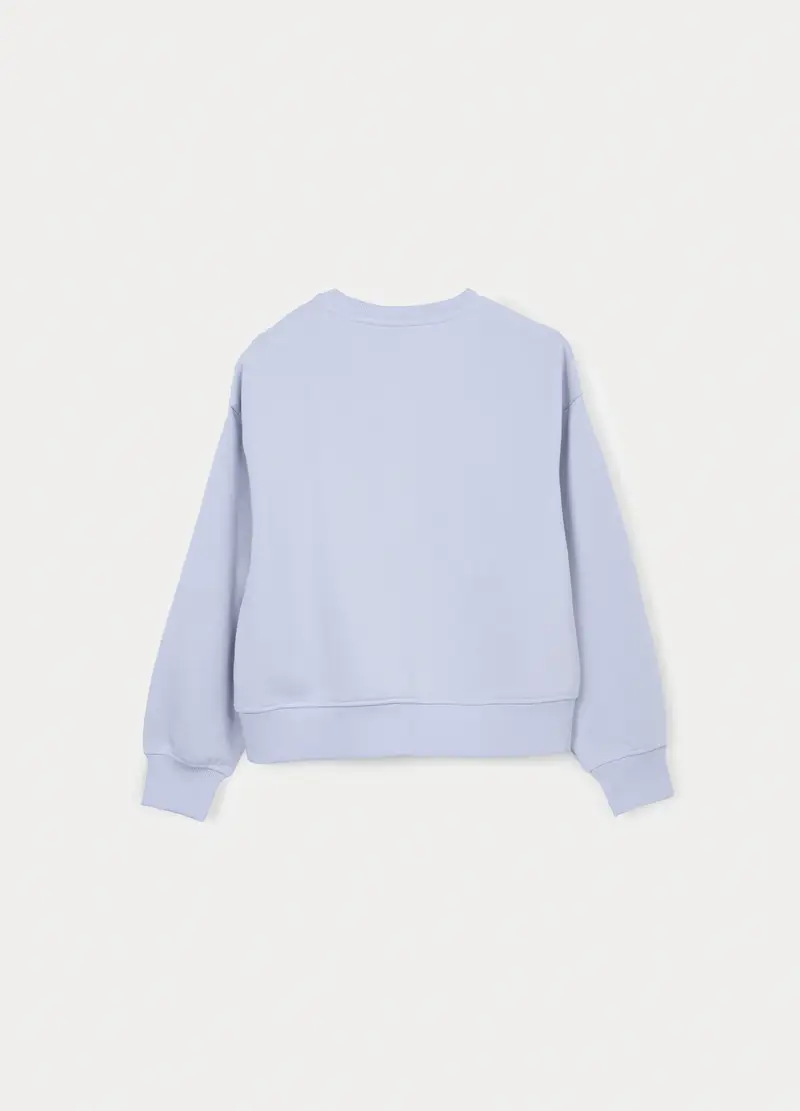 Felpa Girocollo In French Terry Di Puro Cotone Ragazza, Bambina, Viola lilla miniatura 2