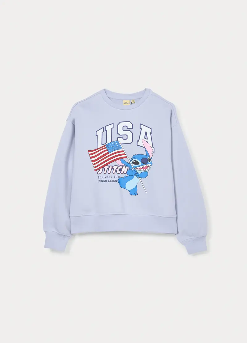 Felpa Girocollo In French Terry Di Puro Cotone Ragazza, Bambina, Viola lilla