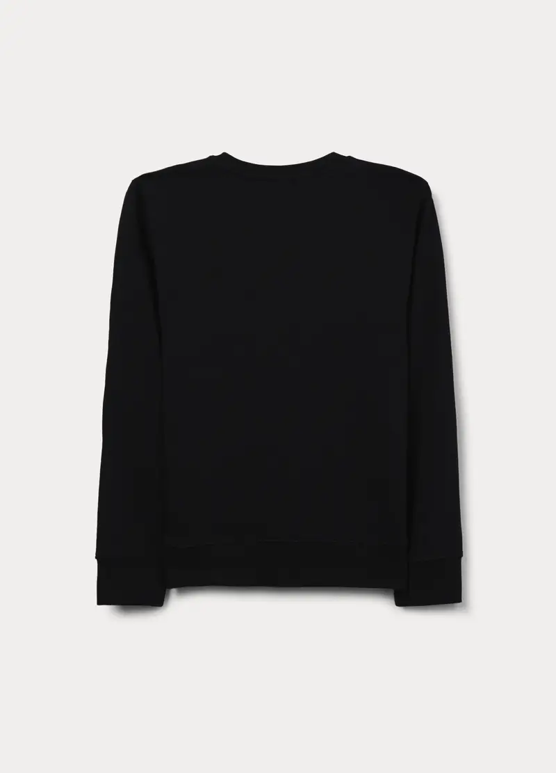 Felpa Girocollo In French Terry Di Puro Cotone Ragazzo, Bambino, Nero miniatura 2