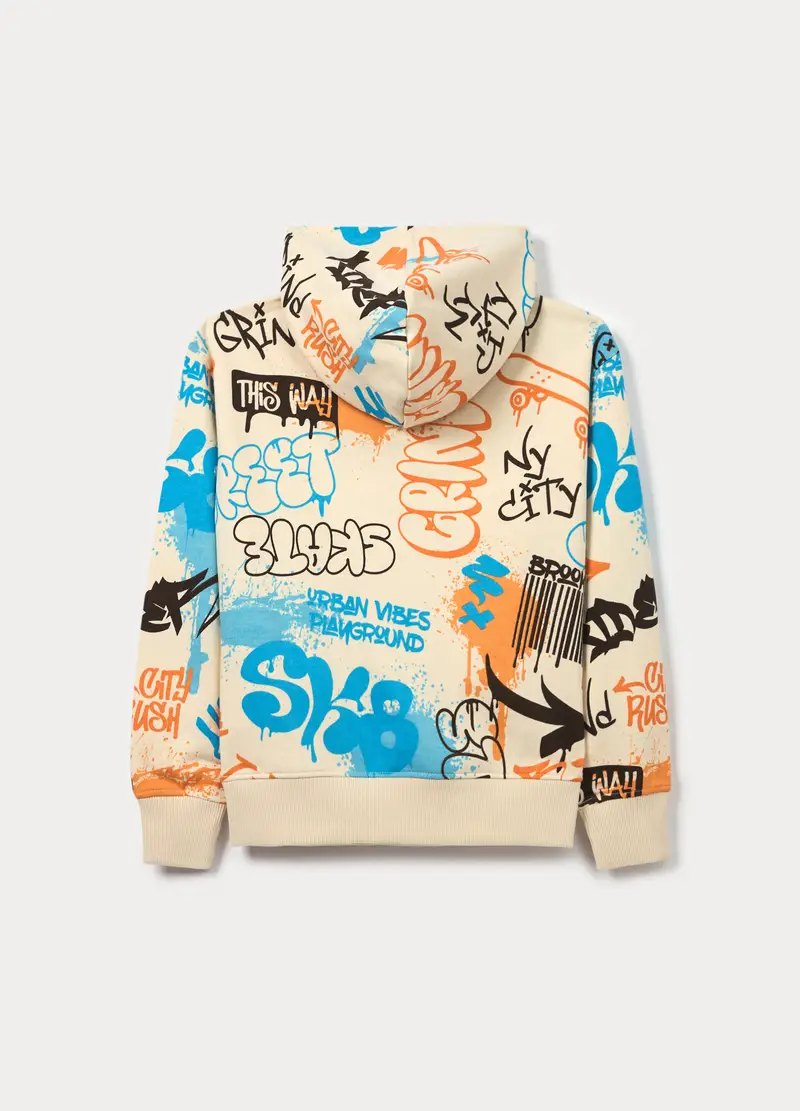 Felpa Girocollo In French Terry Ragazzo, Bambino, Bianco avorio miniatura 2