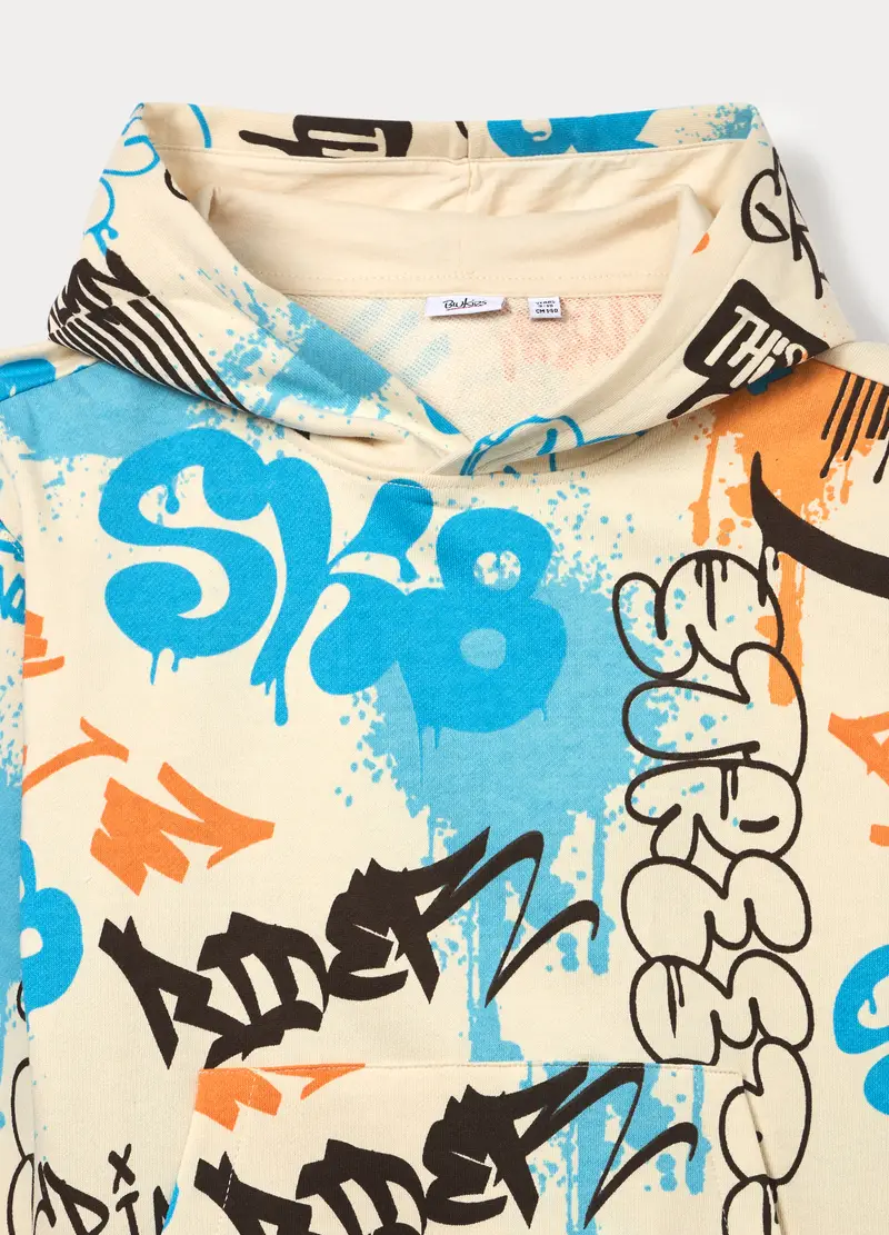 Felpa Girocollo In French Terry Ragazzo, Bambino, Bianco avorio miniatura 3