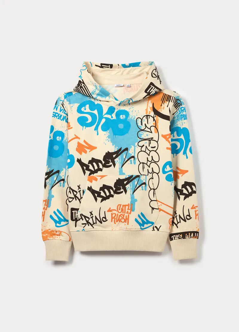 Felpa Girocollo In French Terry Ragazzo, Bambino, Bianco avorio