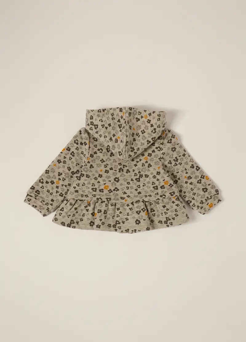 Felpa Grigia Con Full Zip Per Neonata, Beige/Grigio miniatura 2
