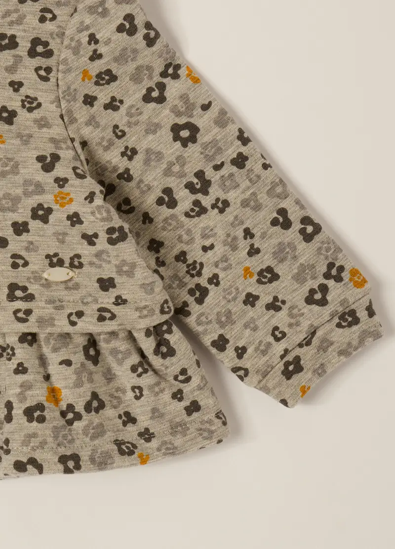 Felpa Grigia Con Full Zip Per Neonata, Beige/Grigio miniatura 3