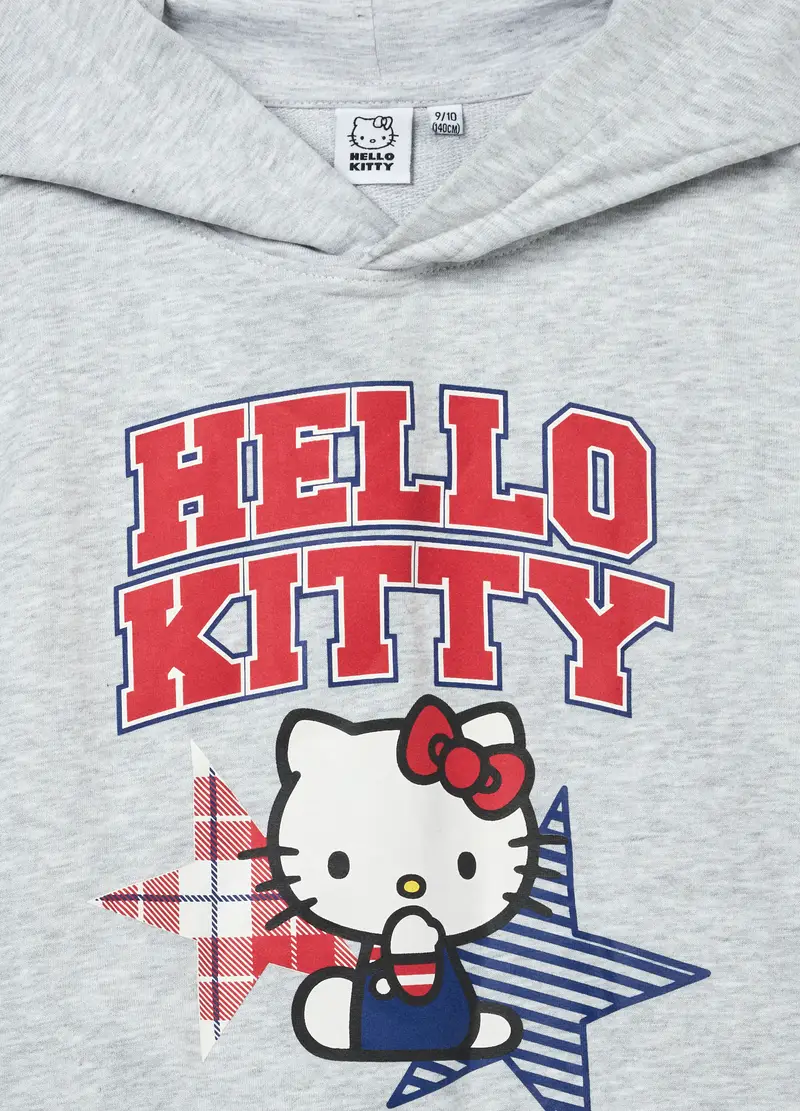 Felpa Hello Kitty In French Terry Con Cappuccio Ragazza, Bambina, Grigio chiaro melange miniatura 3