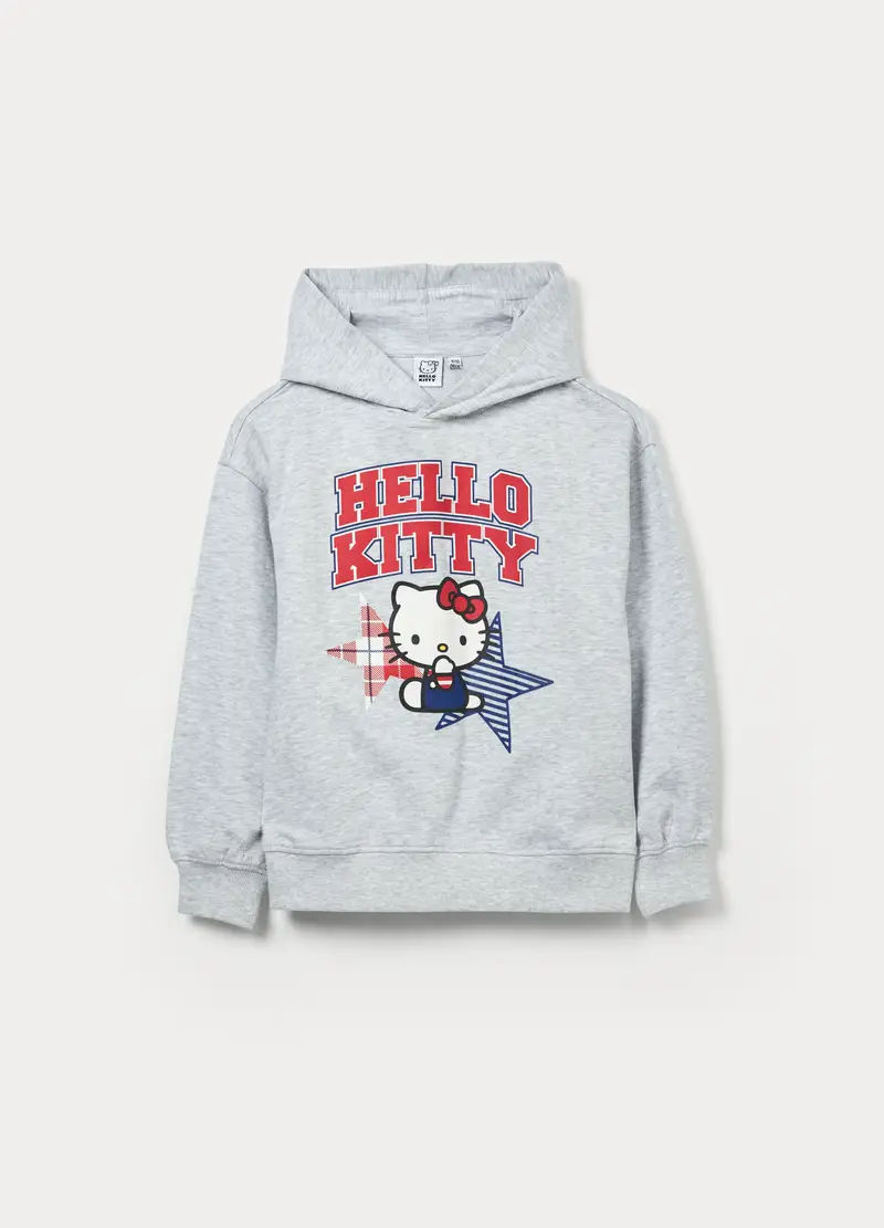Felpa Hello Kitty In French Terry Con Cappuccio Ragazza, Bambina, Grigio chiaro melange