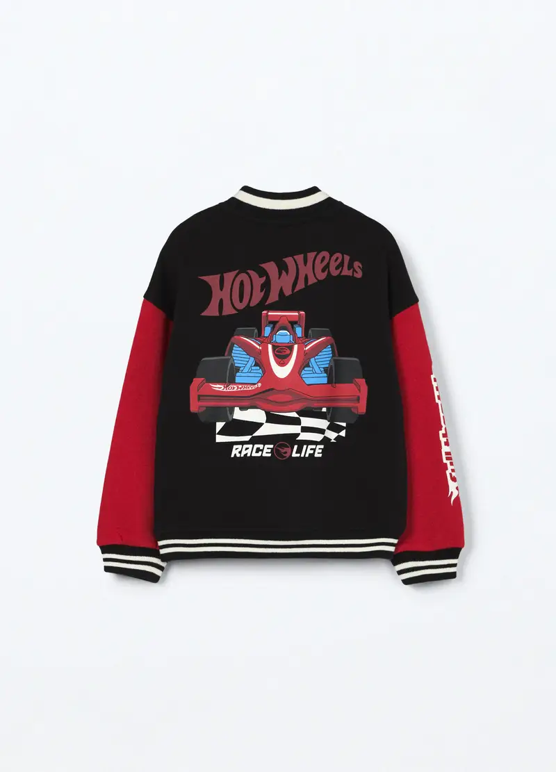 Felpa Hot Wheels Varsity In Puro Cotone Bambino, Rosso aragosta miniatura 2