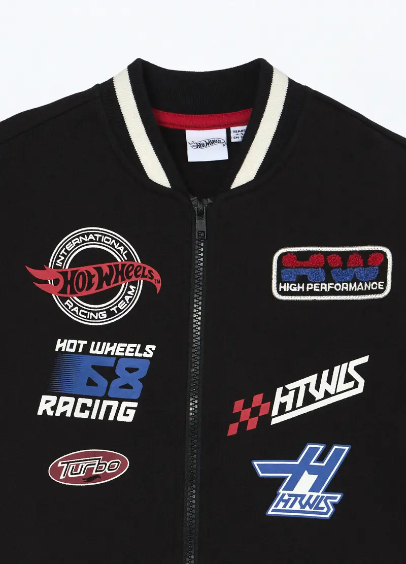 Felpa Hot Wheels Varsity In Puro Cotone Bambino, Rosso aragosta miniatura 3