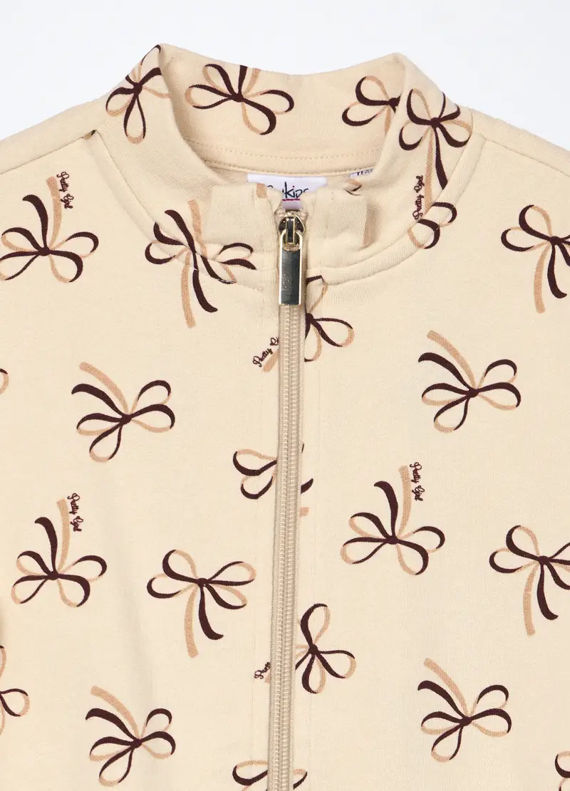 Felpa In Cotone Fleece Bambina, Bianco avorio miniatura 3