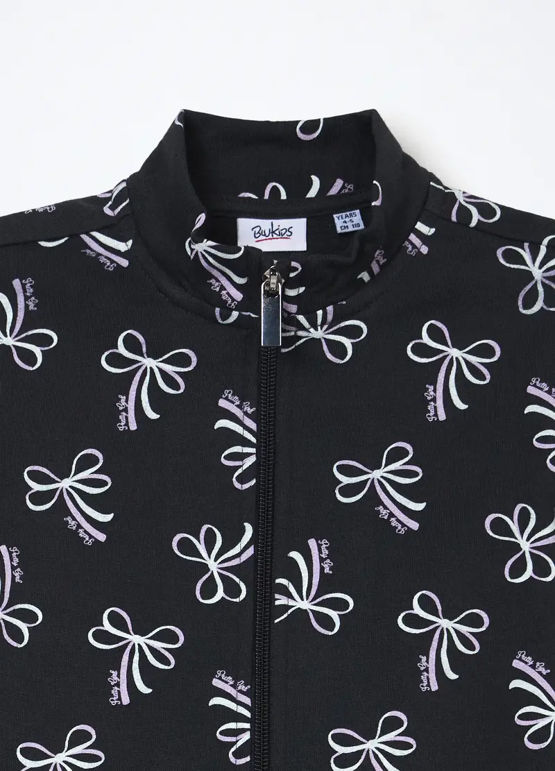 Felpa In Cotone Fleece Bambina, Blu scuro miniatura 3