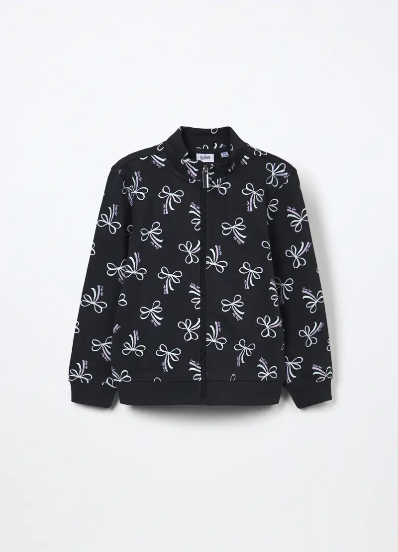 Felpa In Cotone Fleece Bambina, Blu scuro