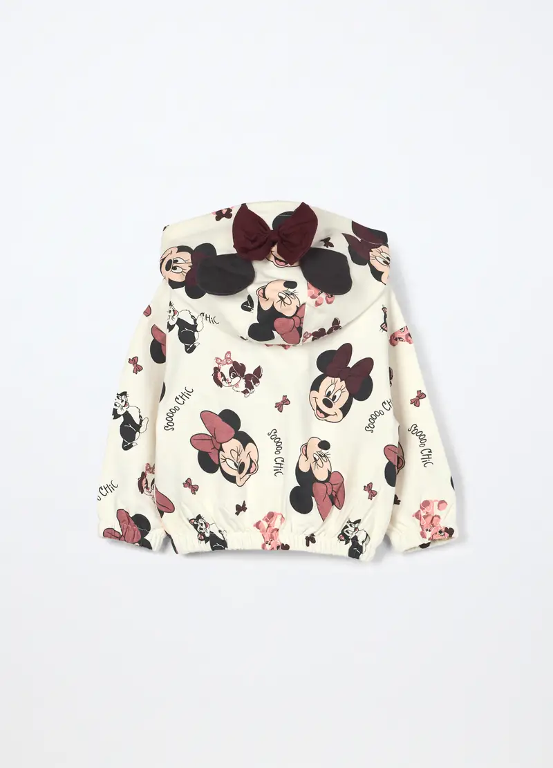 Felpa In Cotone Fleece Stretch Neonata, Bambina, Bianco panna miniatura 2