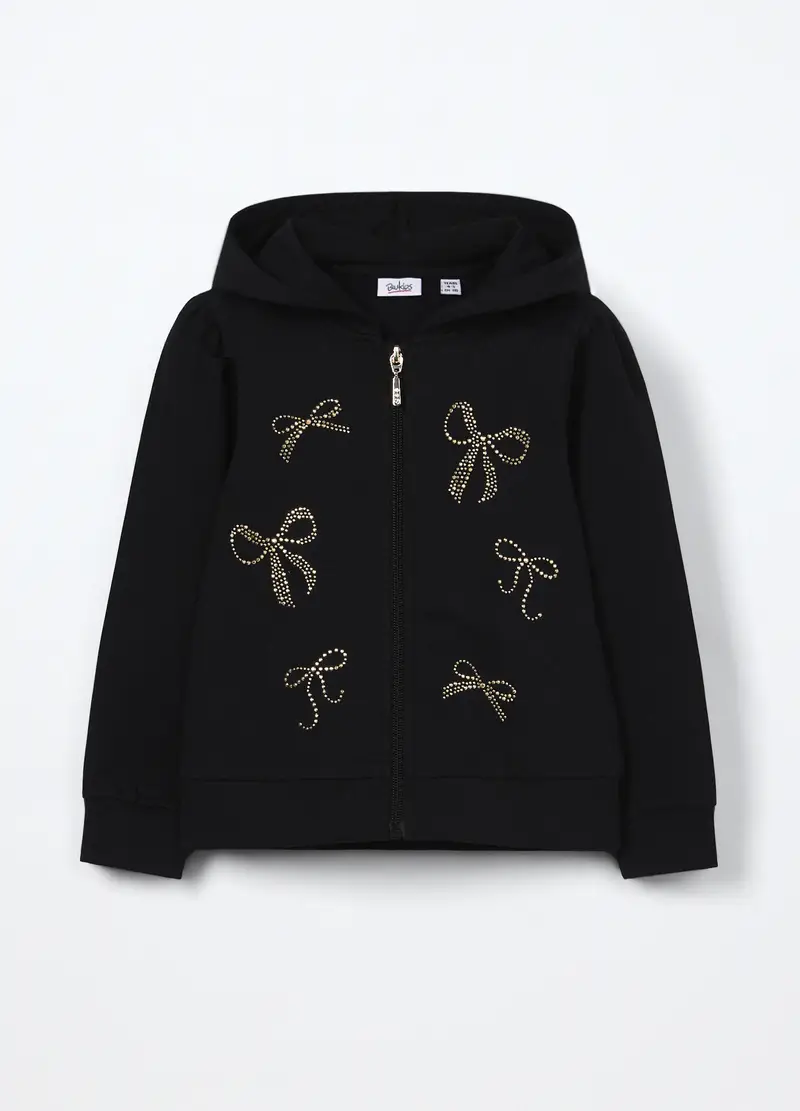 Felpa In Cotone Stretch Bambina, Nero