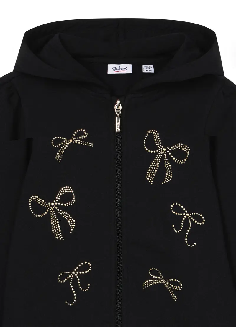 Felpa In Cotone Stretch Bambina, Nero miniatura 3