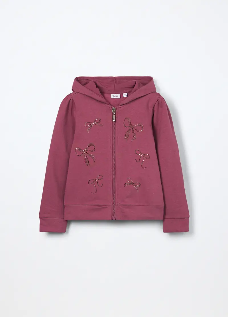 Felpa In Cotone Stretch Bambina, Rosso burgundy