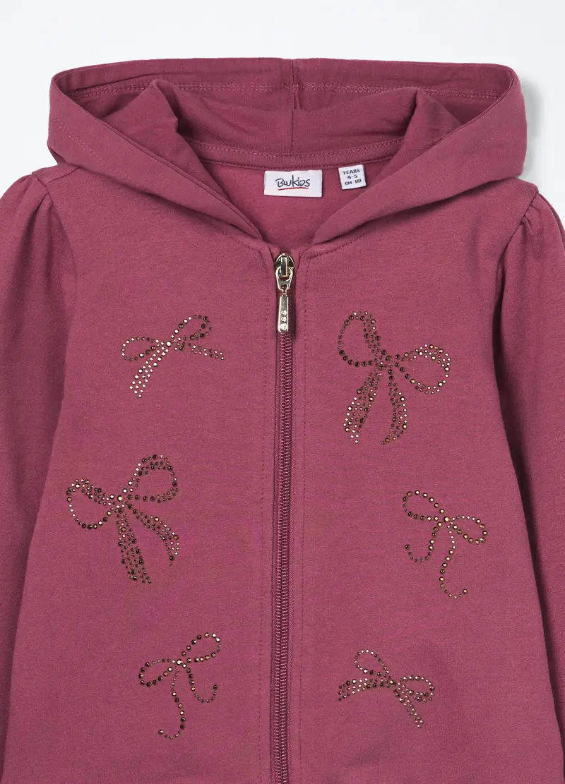 Felpa In Cotone Stretch Bambina, Rosso burgundy miniatura 3