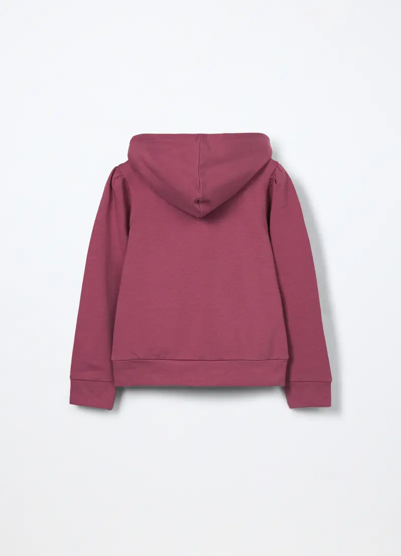 Felpa In Cotone Stretch Bambina, Rosso burgundy miniatura 2