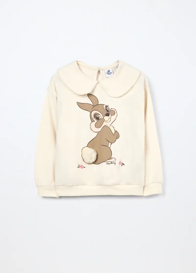 Felpa In Cotone Stretch Neonata, Bambina, Bianco panna