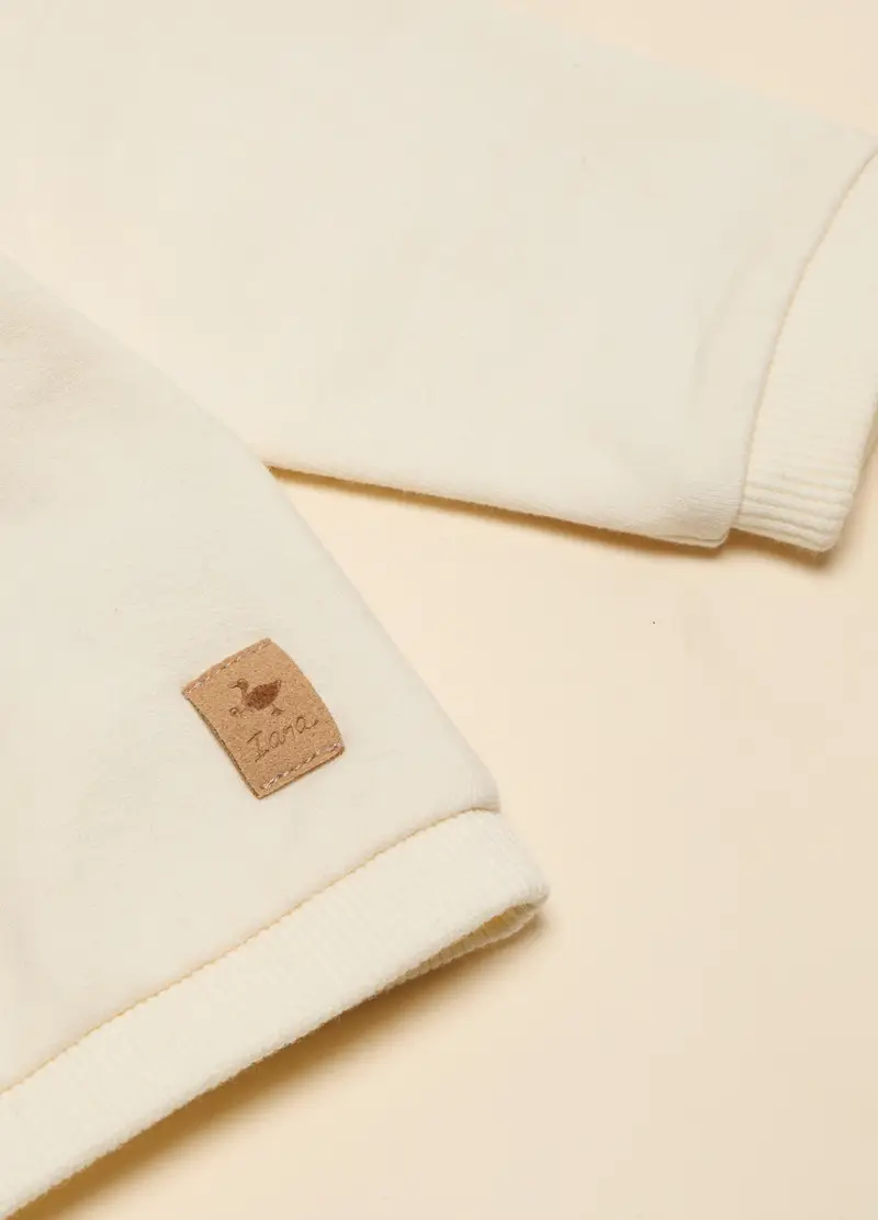 Felpa In Cotone Stretch, Neonata, Bianco panna miniatura 2