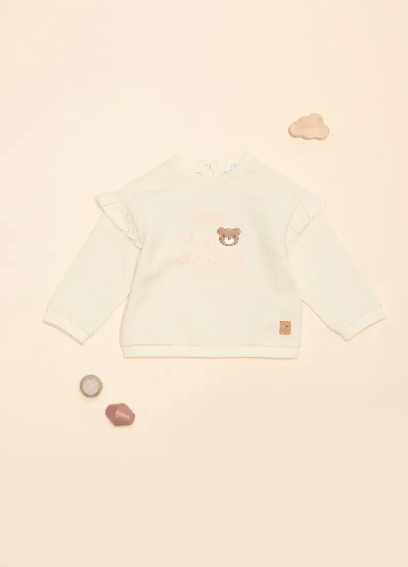 Felpa In Cotone Stretch, Neonata, Bianco panna