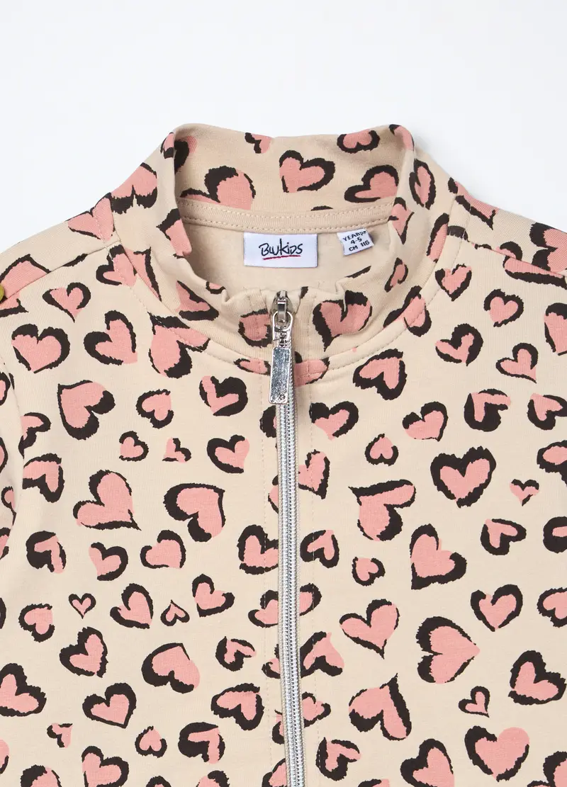 Felpa In French Terry Di Cotone Stretch Bambina, Beige chiaro miniatura 3