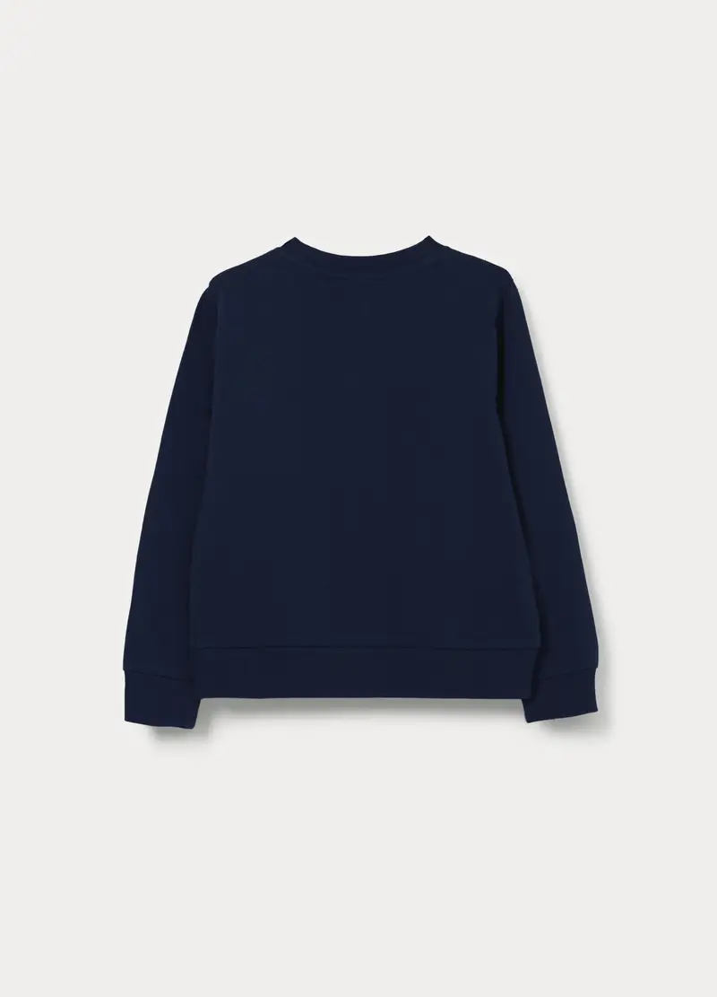 Felpa In French Terry Di Cotone Stretch Bambina, Blu scuro miniatura 2