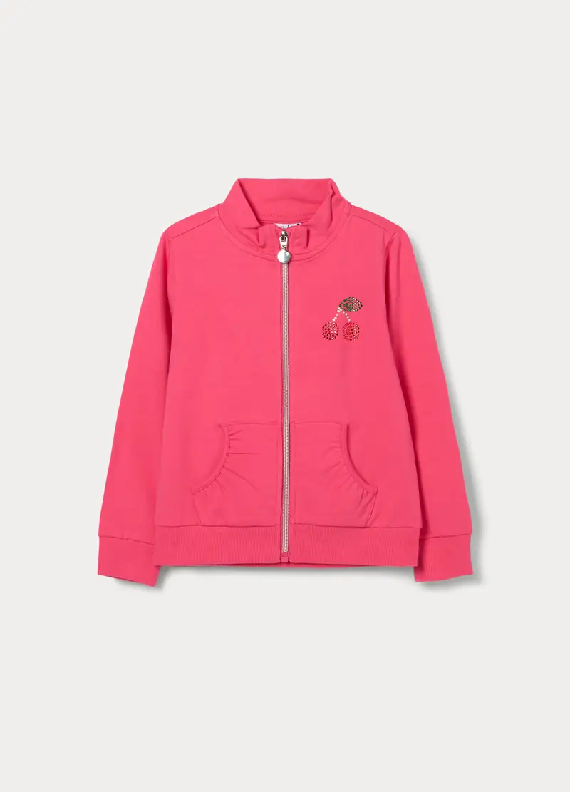 Felpa In French Terry Di Cotone Stretch Bambina, Rosa pastello