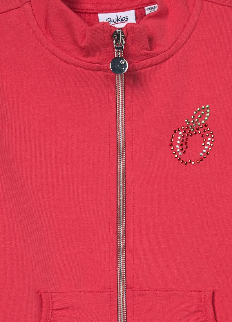 Felpa In French Terry Di Cotone Stretch Bambina, Rosa scuro miniatura 3