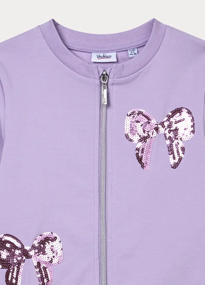 Felpa In French Terry Di Cotone Stretch Bambina, Viola lilla miniatura 3