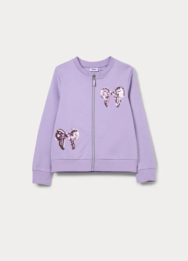 Felpa In French Terry Di Cotone Stretch Bambina, Viola lilla