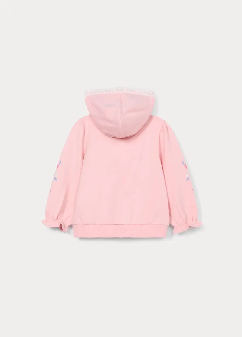 Felpa In French Terry Di Cotone Stretch Bimba, Bambina, Rosa pastello miniatura 2