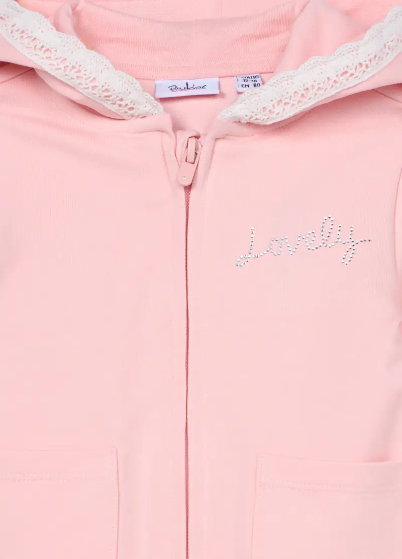 Felpa In French Terry Di Cotone Stretch Bimba, Bambina, Rosa pastello miniatura 3