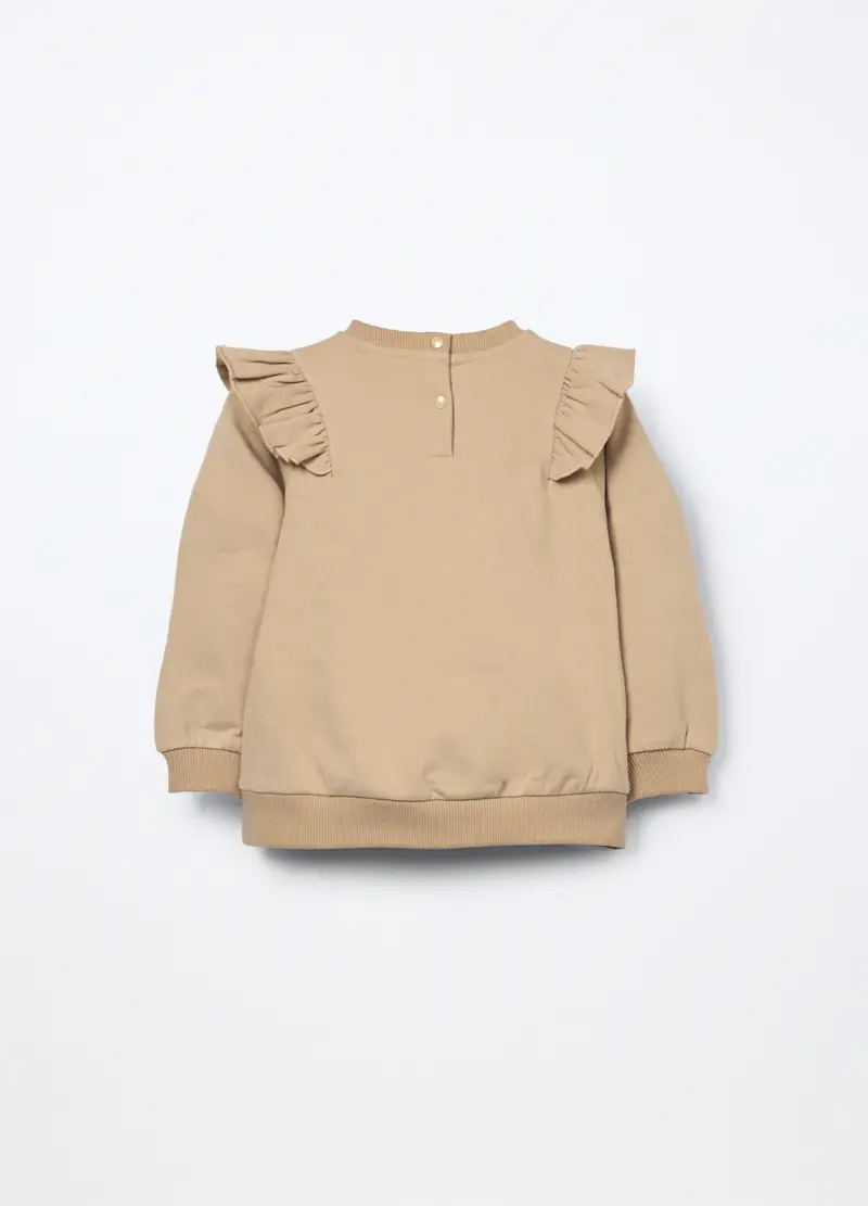 Felpa In French Terry Di Cotone Stretch Neonata, Bambina, Beige chiaro miniatura 2