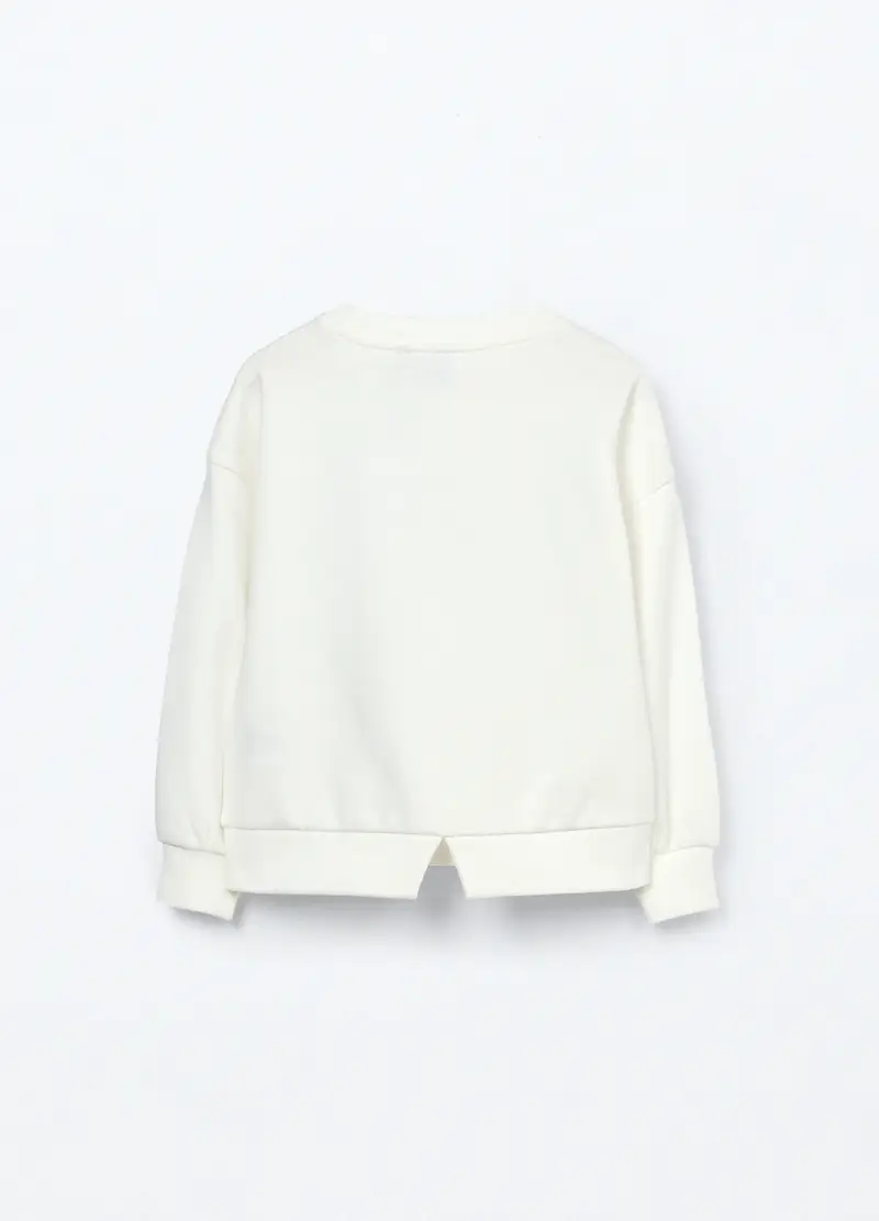 Felpa In French Terry Di Misto Cotone Bambina, Bianco gesso miniatura 2