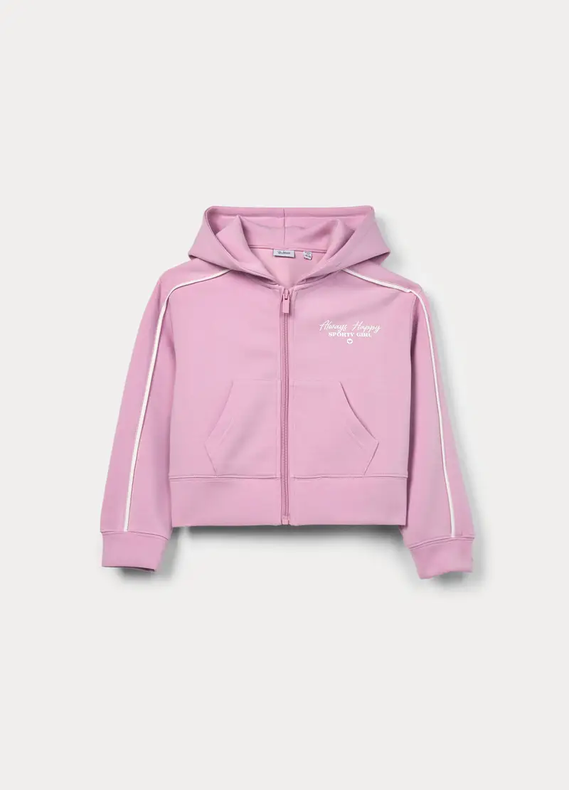 Felpa In French Terry Di Misto Cotone Bambina, Rosa chiaro