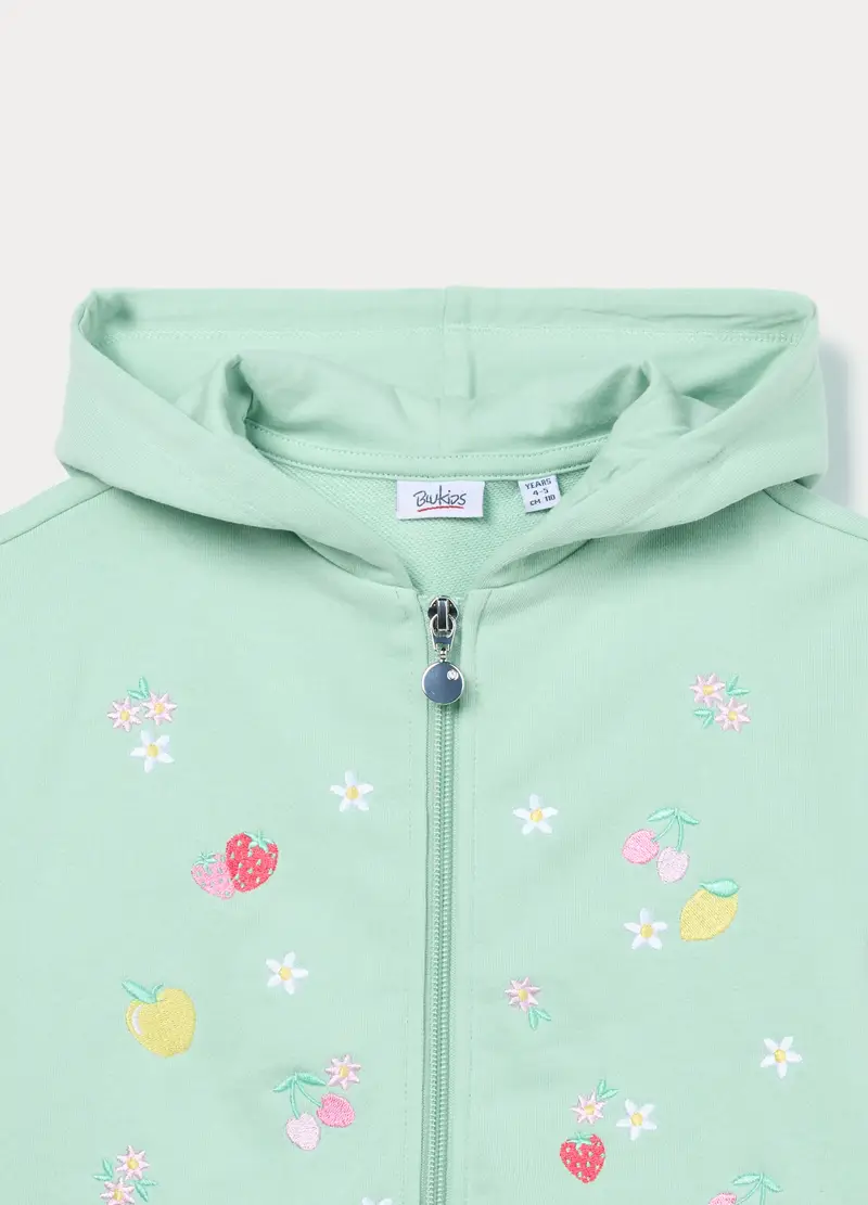 Felpa In French Terry Di Misto Cotone Bambina, Verde acqua miniatura 3