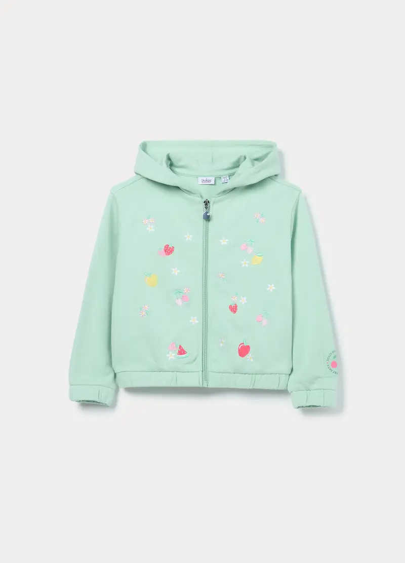 Felpa In French Terry Di Misto Cotone Bambina, Verde acqua