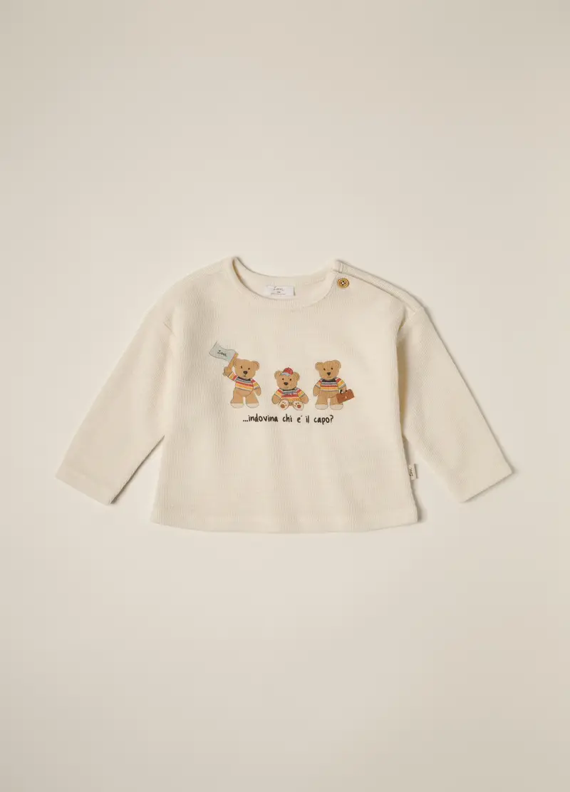 Blukids, Felpa In French Terry Di Misto Cotone Iana Neonato, Bianco sporco, Taglia: 9