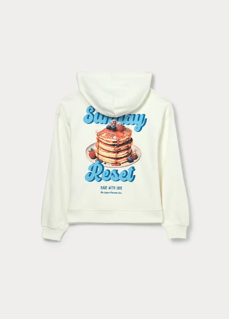 Felpa In French Terry Di Misto Cotone Ragazza, Bambina, Bianco gesso miniatura 2