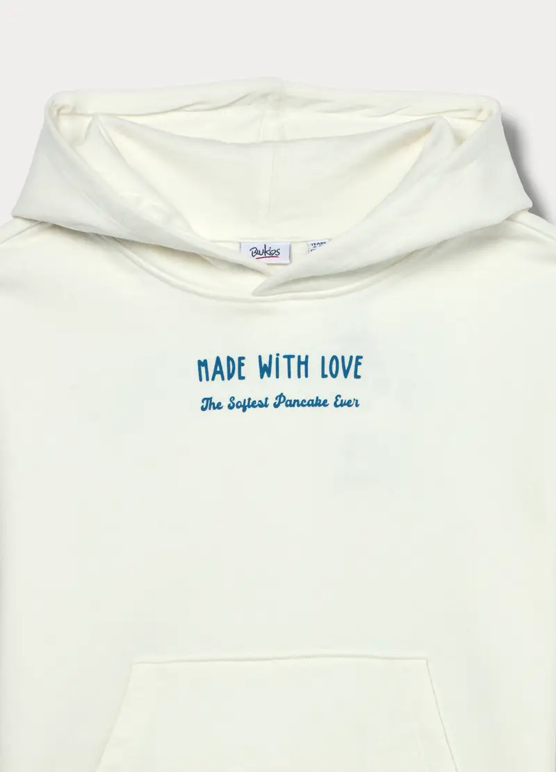 Felpa In French Terry Di Misto Cotone Ragazza, Bambina, Bianco gesso miniatura 3