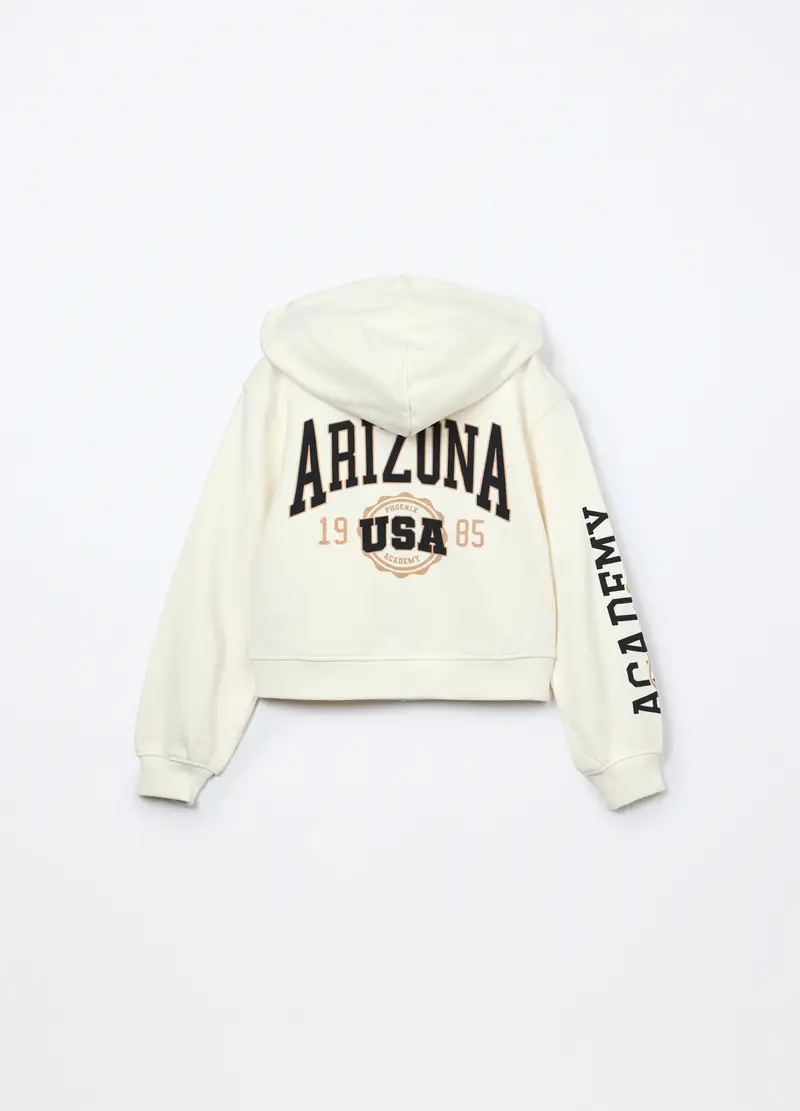 Felpa In French Terry Di Misto Cotone Ragazza, Bambina, Bianco panna miniatura 2