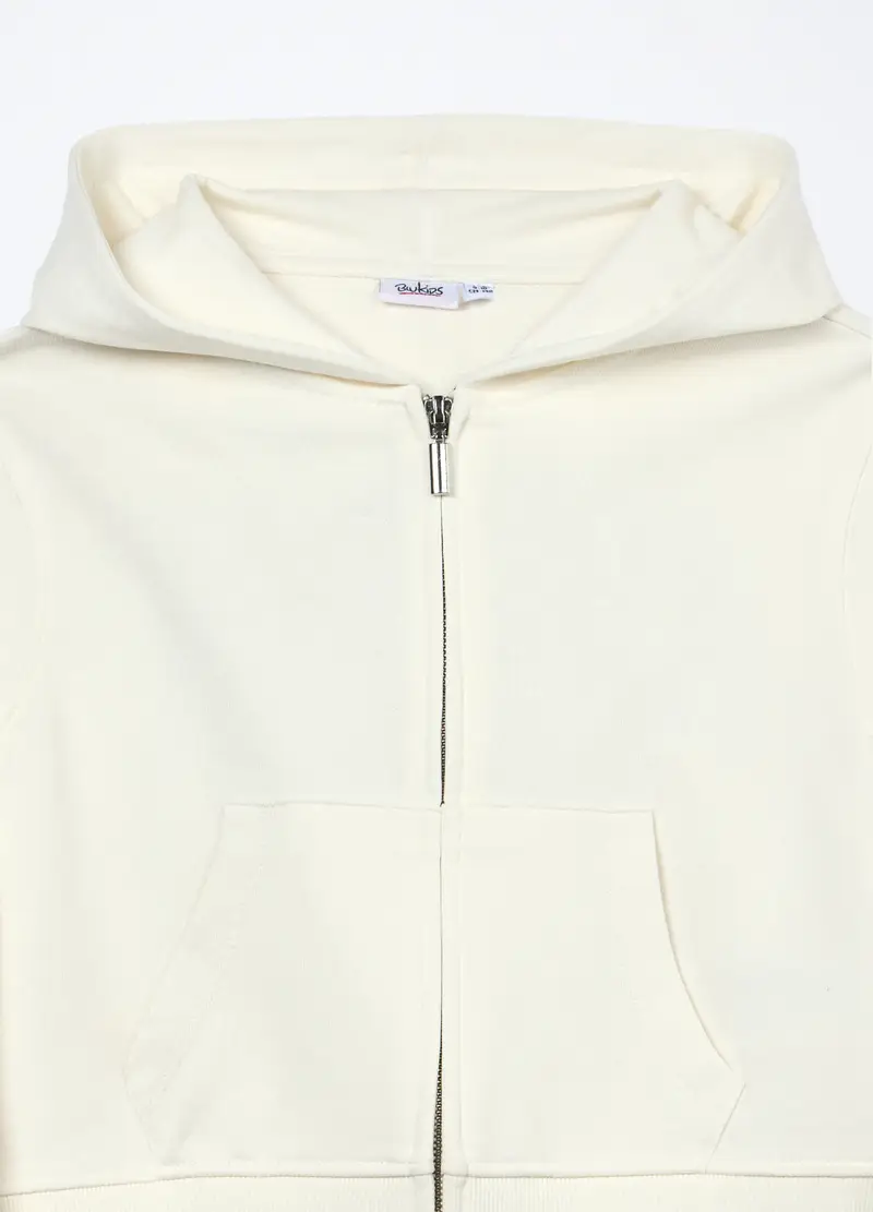 Felpa In French Terry Di Misto Cotone Ragazza, Bambina, Bianco panna miniatura 3