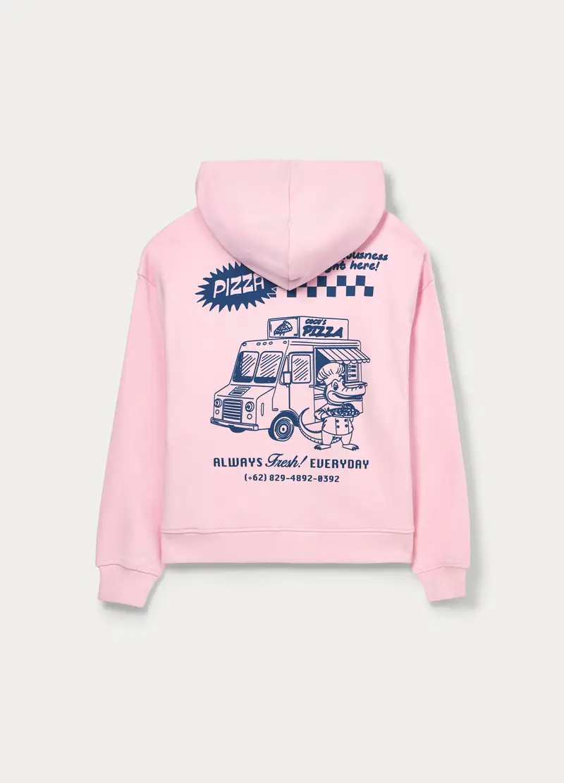 , Felpa In French Terry Di Misto Cotone Ragazza, Bambina, Rosa pastello miniatura 2