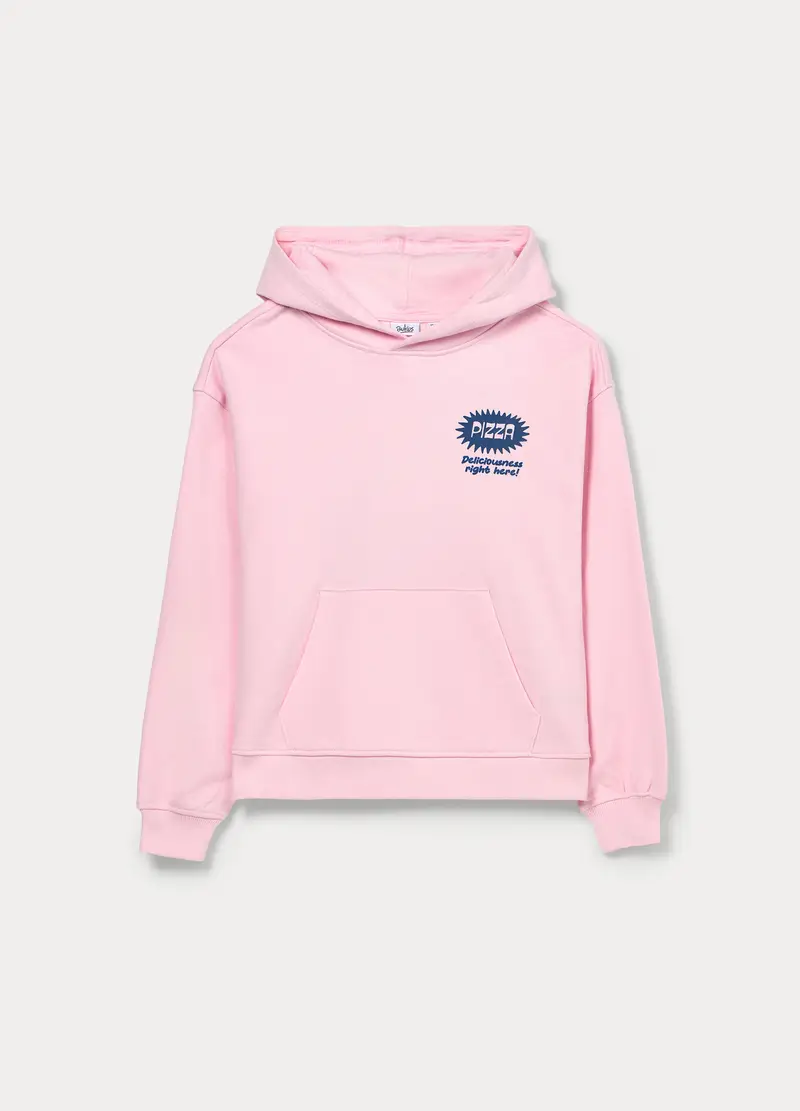 Felpa In French Terry Di Misto Cotone Ragazza, Bambina, Rosa pastello