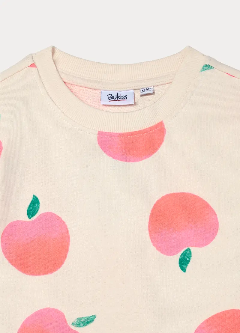 Felpa In French Terry Di Puro Cotone Bambina, Arancione chiaro miniatura 3